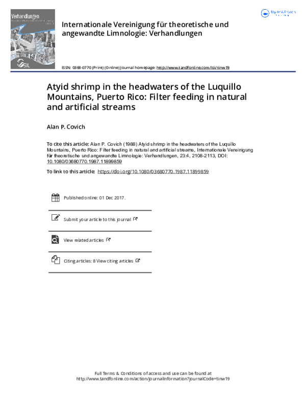 (PDF) Atyid shrimp in the headwaters of the Luquillo Mountains, Puerto ...