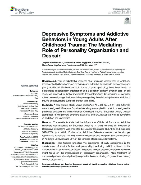 (PDF) Depressive Symptoms and Addictive Behaviors in Young Adults After ...