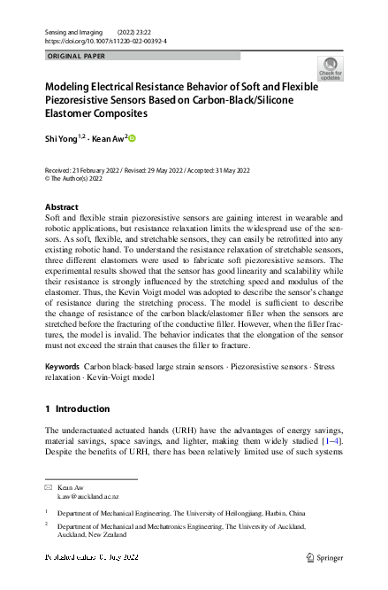 (PDF) Modeling Electrical Resistance Behavior of Soft and Flexible ...