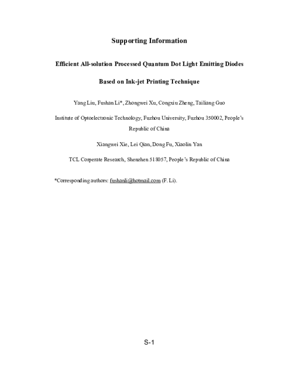 (PDF) Efficient All-solution Processed Quantum Dot Light Emitting ...