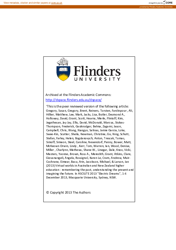 (PDF) Virtual worlds in Australian and New Zealand higher education ...