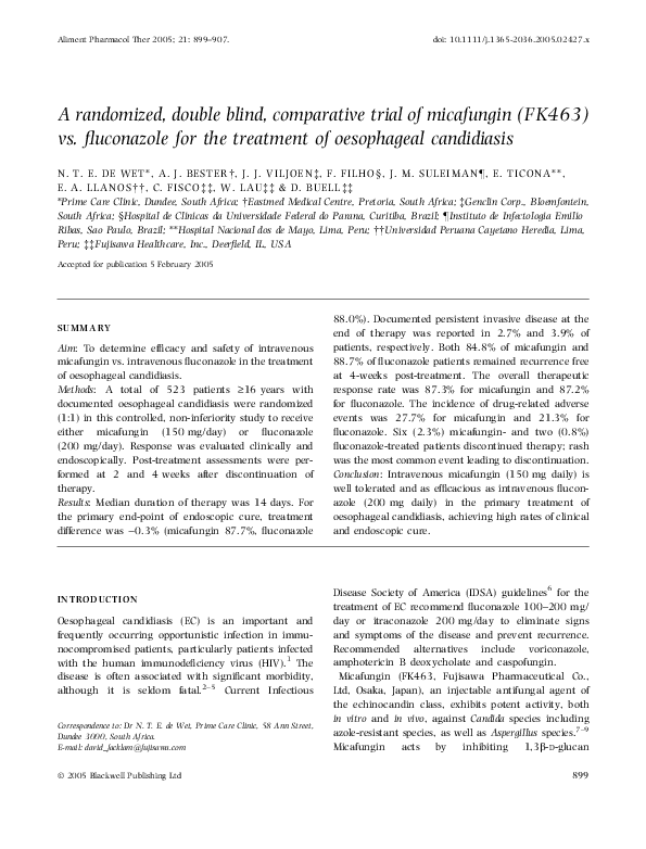 (PDF) A randomized, double blind, comparative trial of micafungin ...