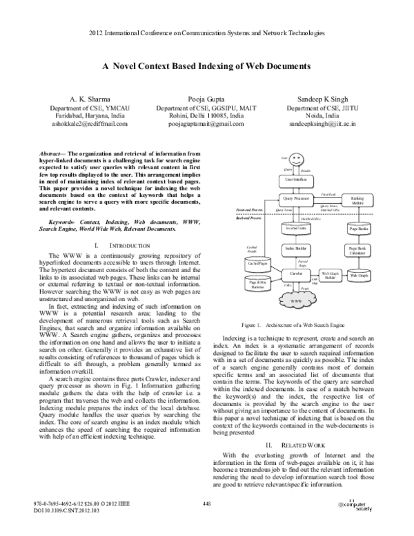 (PDF) A Novel Context Based Indexing of Web Documents