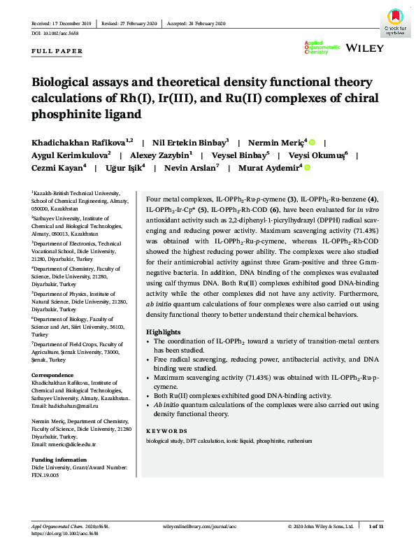 (PDF) Biological assays and theoretical density functional theory ...