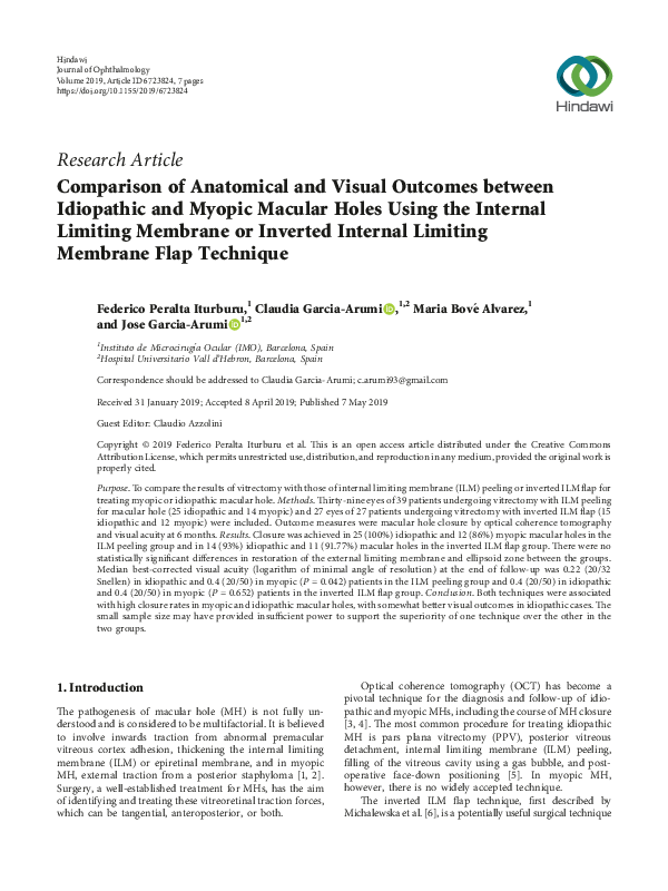 (PDF) Comparison of Anatomical and Visual Outcomes between Idiopathic ...