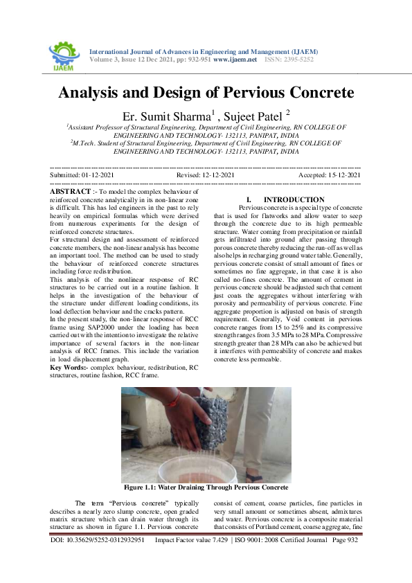 (PDF) Analysis and Design of Pervious Concrete