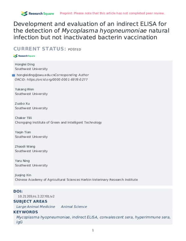 (PDF) Development and evaluation of an indirect ELISA for the detection ...