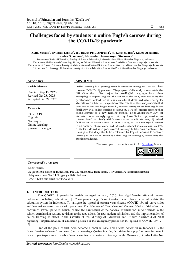 (PDF) Challenges faced by students in online English courses during the ...