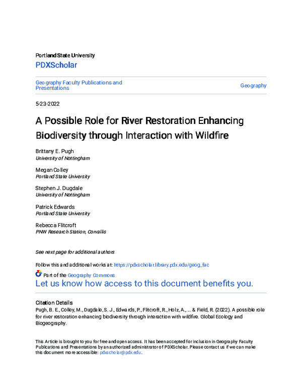 (PDF) A possible role for river restoration enhancing biodiversity ...