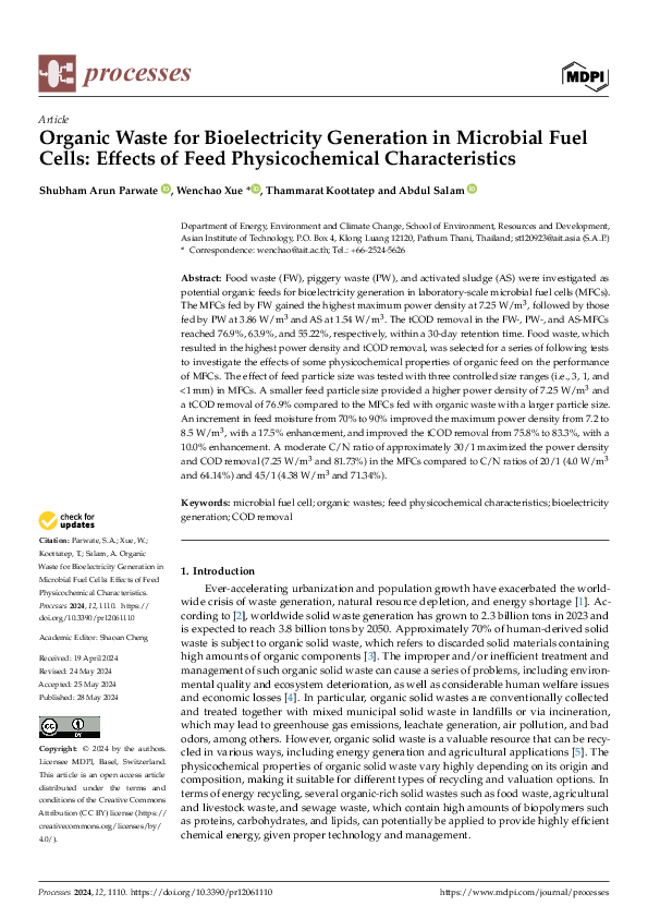 (PDF) Organic Waste for Bioelectricity Generation in Microbial Fuel ...