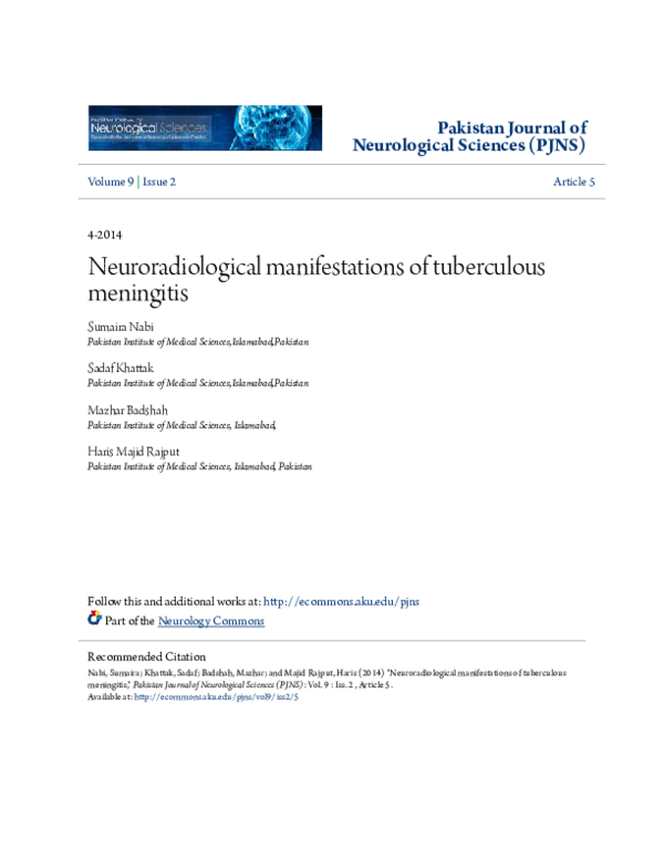 (PDF) Neuroradiological Manifestations of Tuberculous Meningitis