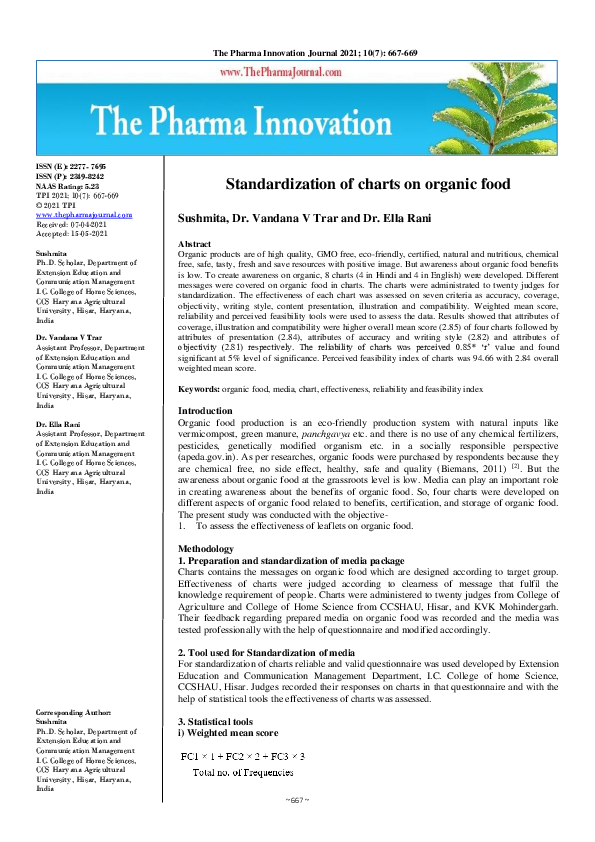 (PDF) Standardization of charts on organic food