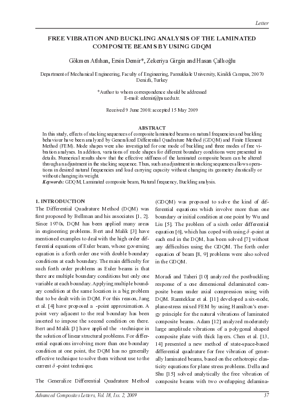 (PDF) Free vibration and buckling analysis of laminated composites and ...