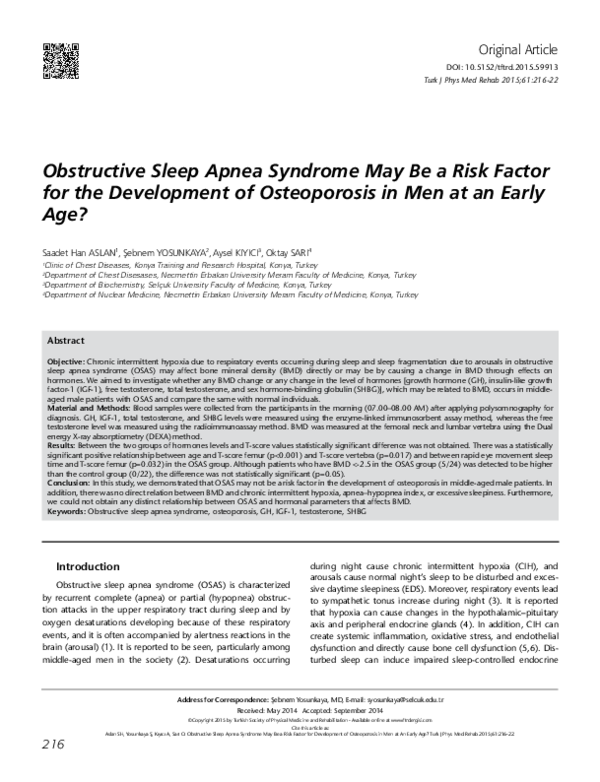 (PDF) Obstructive Sleep Apnea Syndrome May Be a Risk Factor for the ...