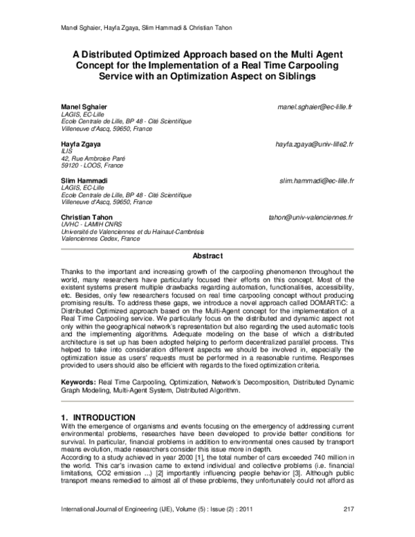 (PDF) A Distributed Optimized Approach based on the Multi Agent Concept ...