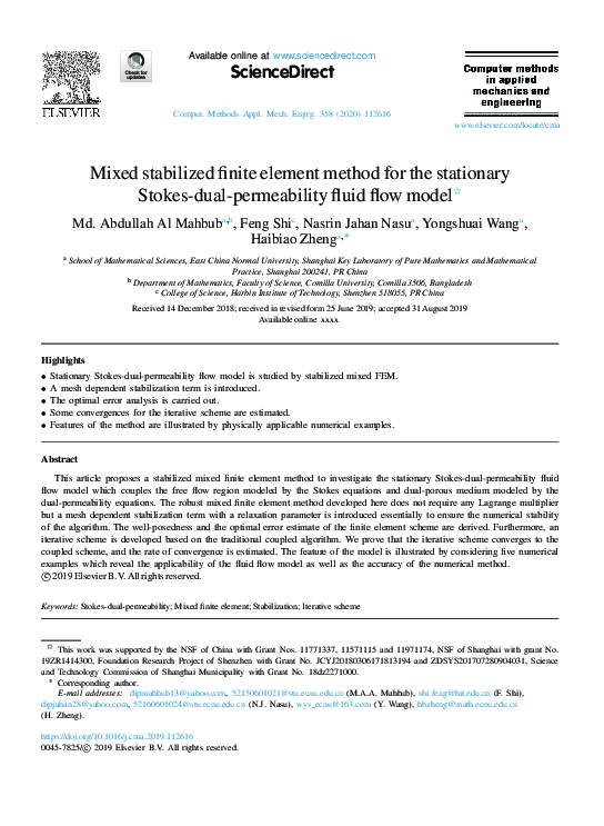 (PDF) Mixed stabilized finite element method for the stationary Stokes ...