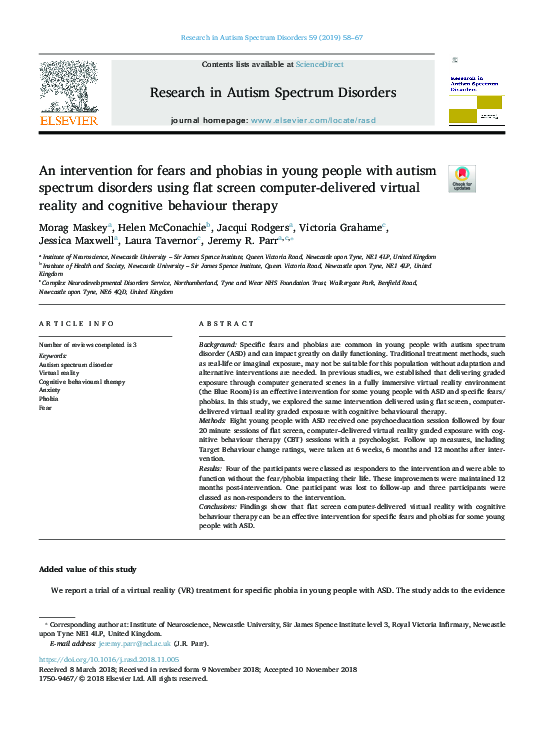 (PDF) An intervention for fears and phobias in young people with autism ...