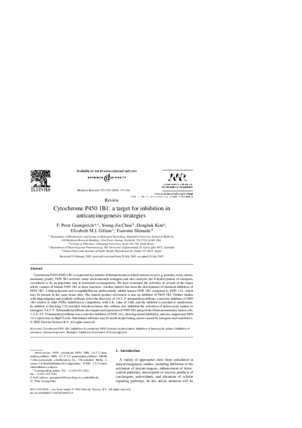 (PDF) Cytochrome P450 1B1: a target for inhibition in ...