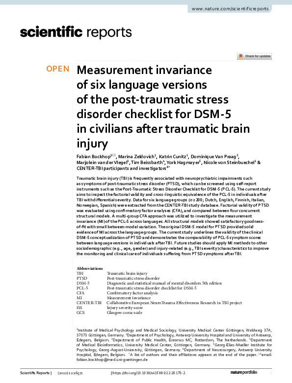 (PDF) Measurement invariance of six language versions of the post ...