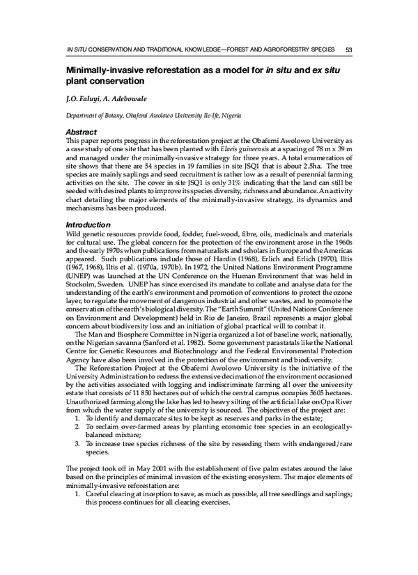 (PDF) Minimally-invasive reforestation as a model for in situ and ex ...