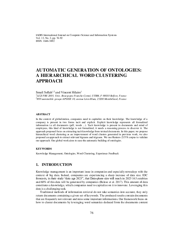 (PDF) Automatic generation of ontologies: a hierarchical word ...