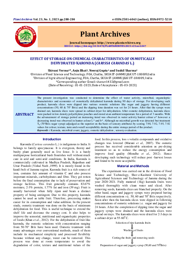 (PDF) Effect of Storage on Chemical Characteristics of Osmotically ...