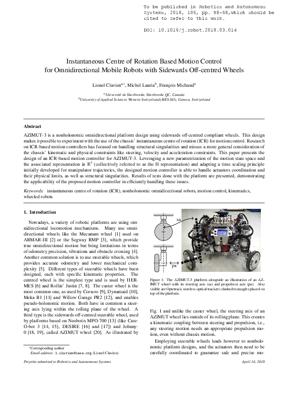 (PDF) Instantaneous centre of rotation based motion control for ...
