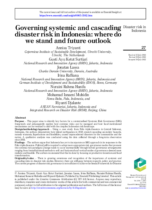 (PDF) Governing systemic and cascading disaster risk in Indonesia ...