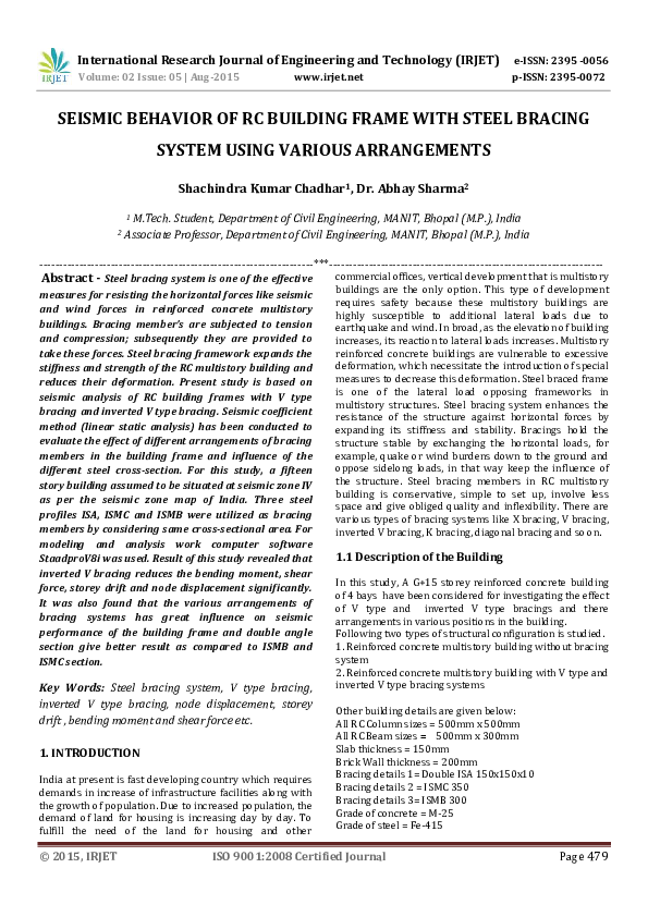 (PDF) Seismic Behavior Of RC Building Frame With Steel Bracing System ...