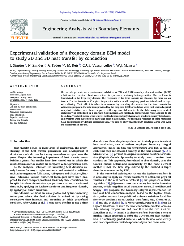 (PDF) Experimental validation of a frequency domain BEM model to study ...