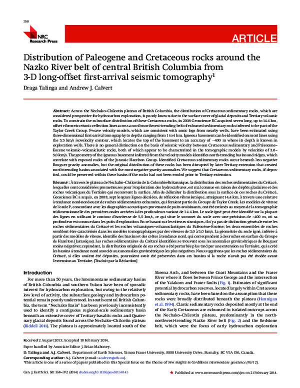 (PDF) Distribution of Paleogene and Cretaceous rocks around the Nazko ...