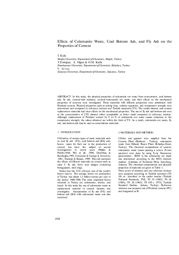 (PDF) Effects of Colemanite Waste, Coal Bottom Ash and Fly Ash on ...