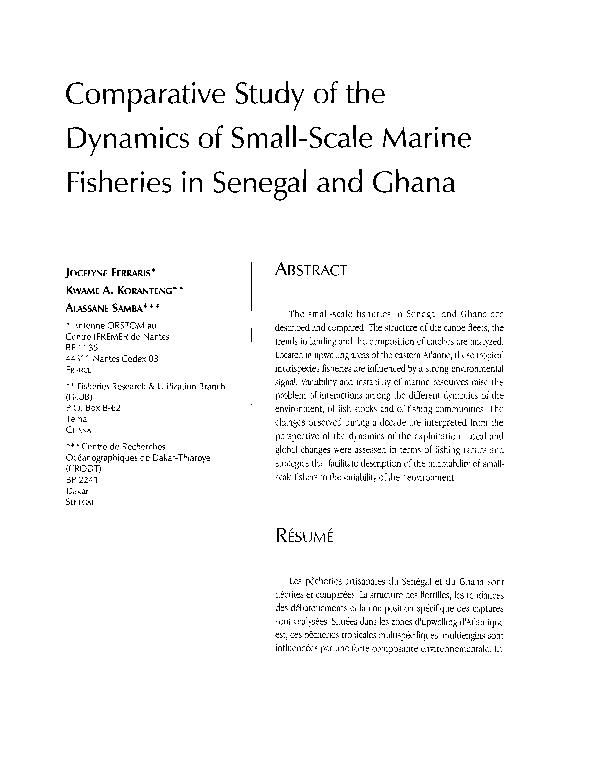 (PDF) Comparative study of the dynamics of small-scale marine fisheries ...