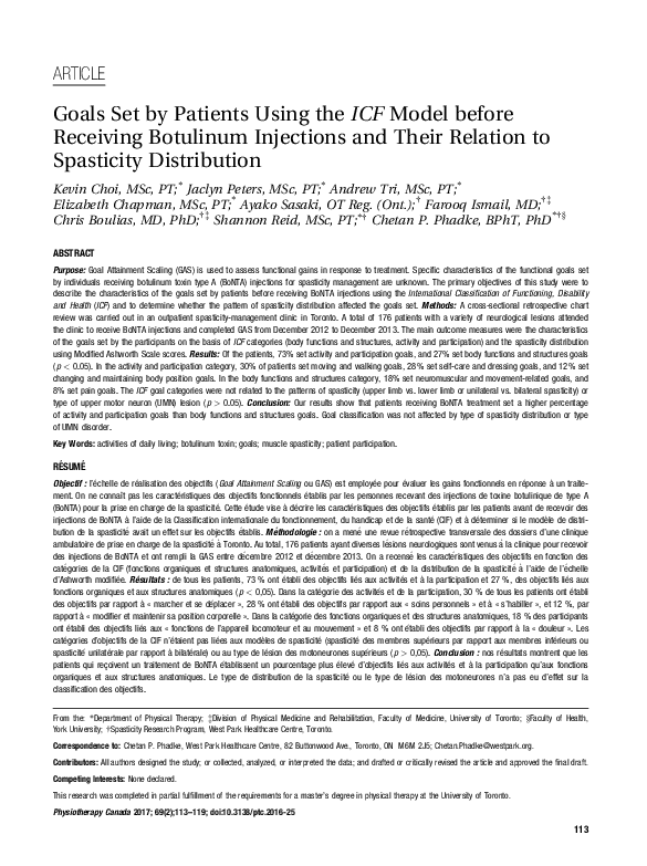 (PDF) Goals Set by Patients Using the ICF Model before Receiving ...