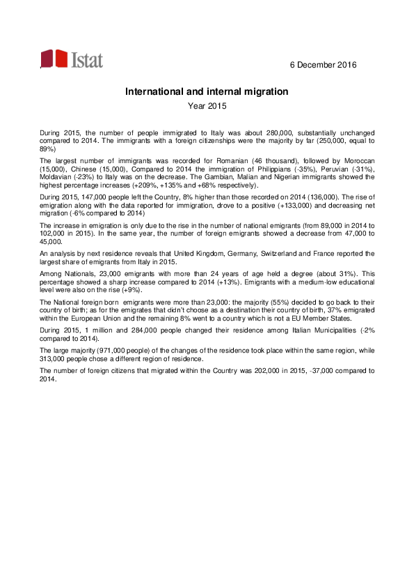 (PDF) International and Internal Migration