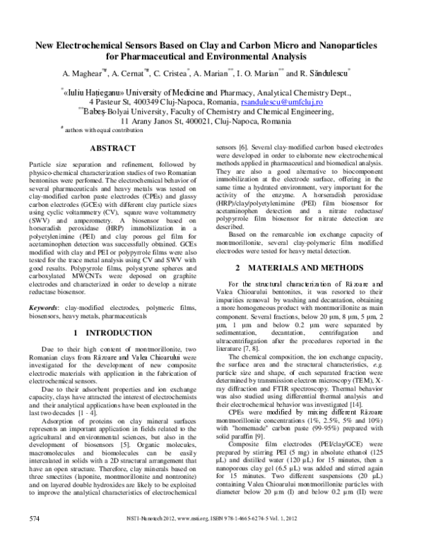 (PDF) New Electrochemical Sensors Based on Clay and Carbon Micro and ...