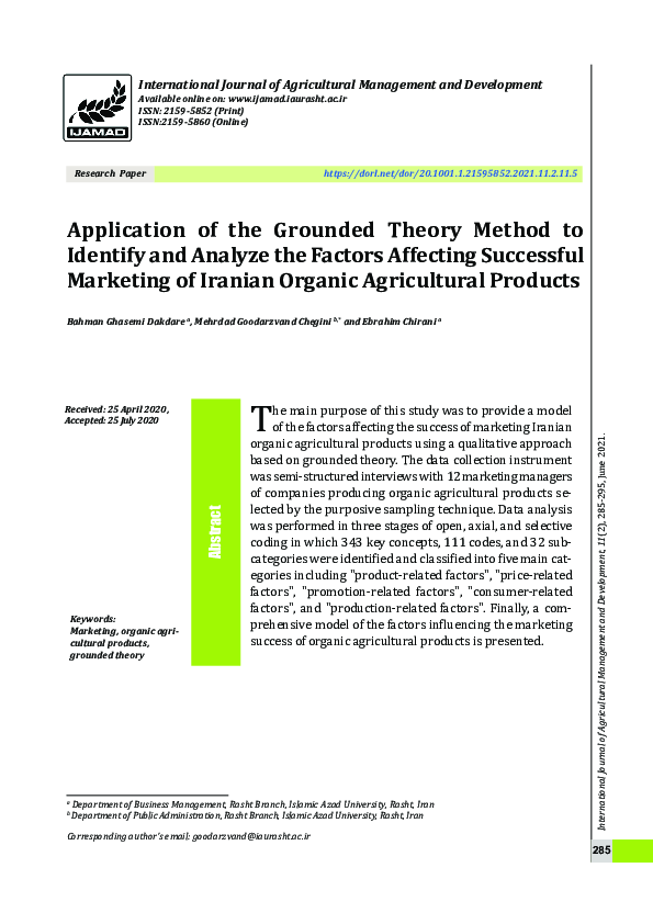(PDF) Application of the Grounded Theory Method to identify the factors ...