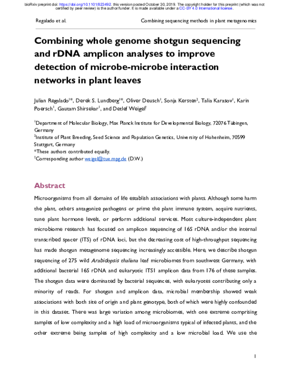 (PDF) Combining whole genome shotgun sequencing and rDNA amplicon ...