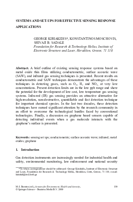 (PDF) Systems and Set-ups for Effective Sensing Response Applications