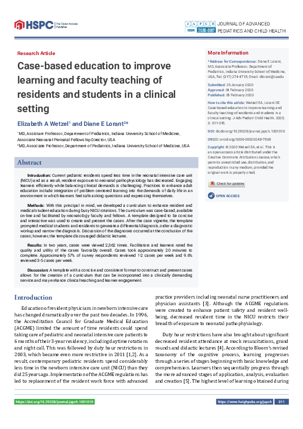 (PDF) Case-based education to improve learning and faculty teaching of ...