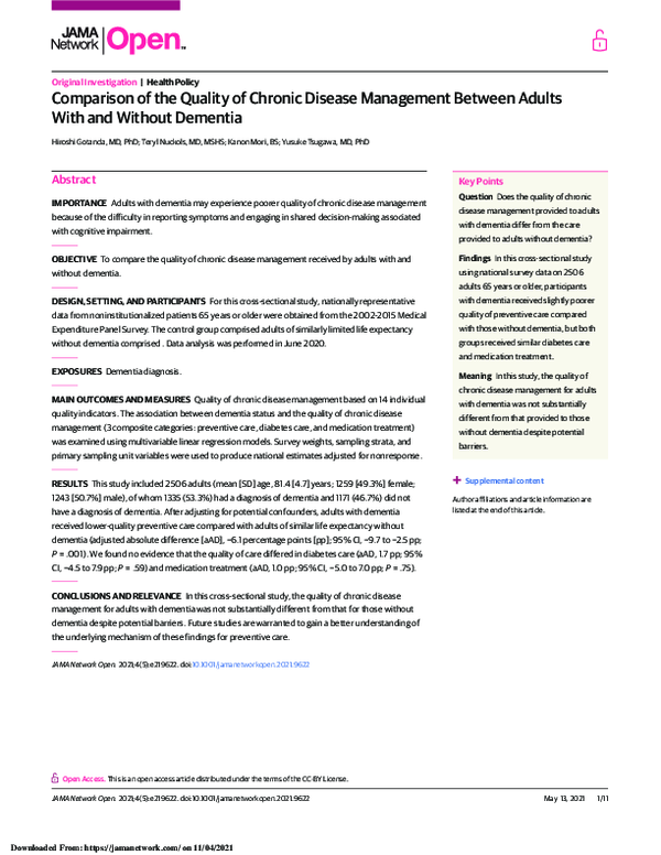 (PDF) Comparison of the Quality of Chronic Disease Management Between ...