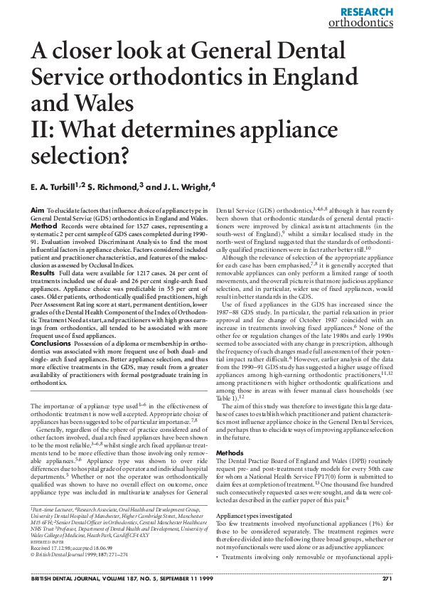 (PDF) A closer look at General Dental Service orthodontics in England ...