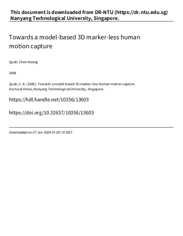 (PDF) Towards a model-based 3D marker-less human motion capture