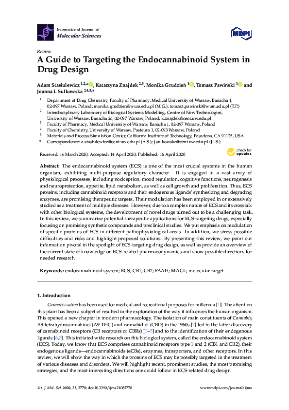 (PDF) A Guide to Targeting the Endocannabinoid System in Drug Design