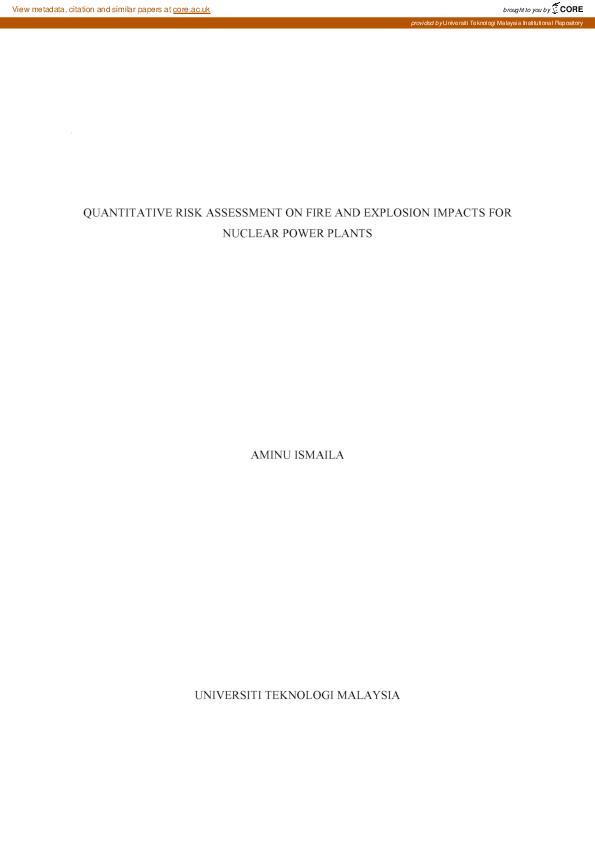 (PDF) Quantitative risk assessment on fire and explosion impacts for ...