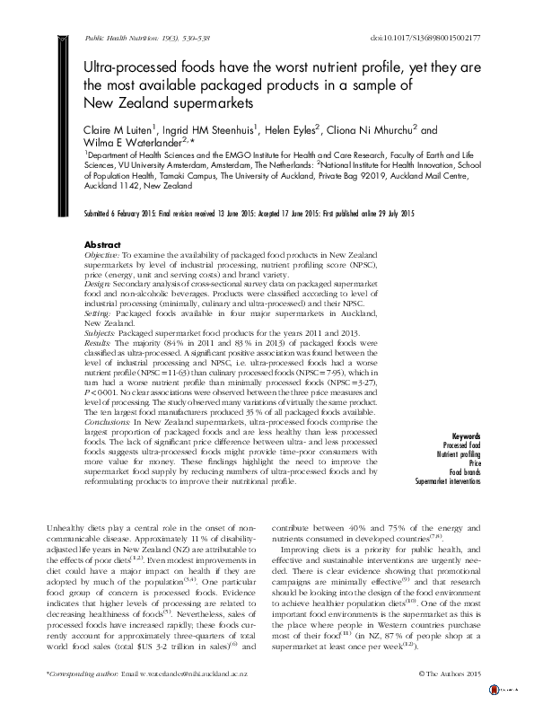 (PDF) Ultra-processed foods have the worst nutrient profile, yet they ...