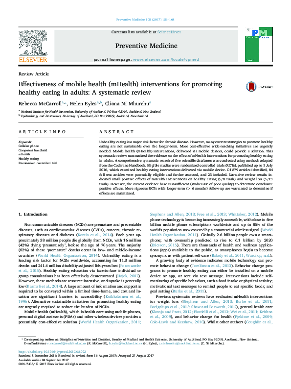 (PDF) Effectiveness of mobile health (mHealth) interventions for ...