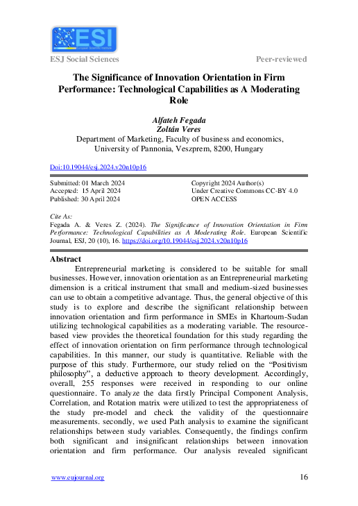(PDF) The Significance of Innovation Orientation in Firm Performance ...