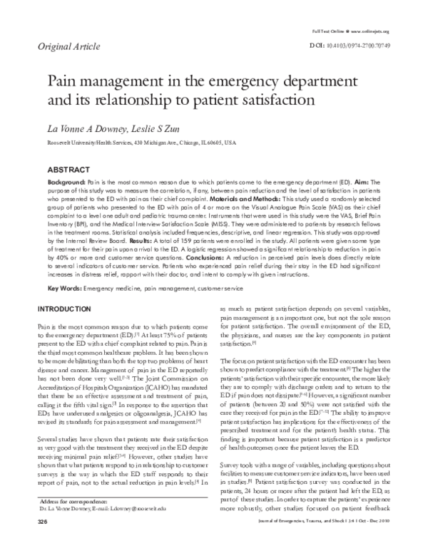 (PDF) Pain management in the emergency department and its relationship ...