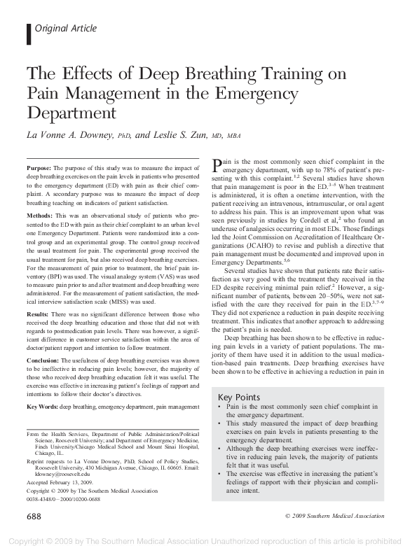 (PDF) The Effects of Deep Breathing Training on Pain Management in the ...